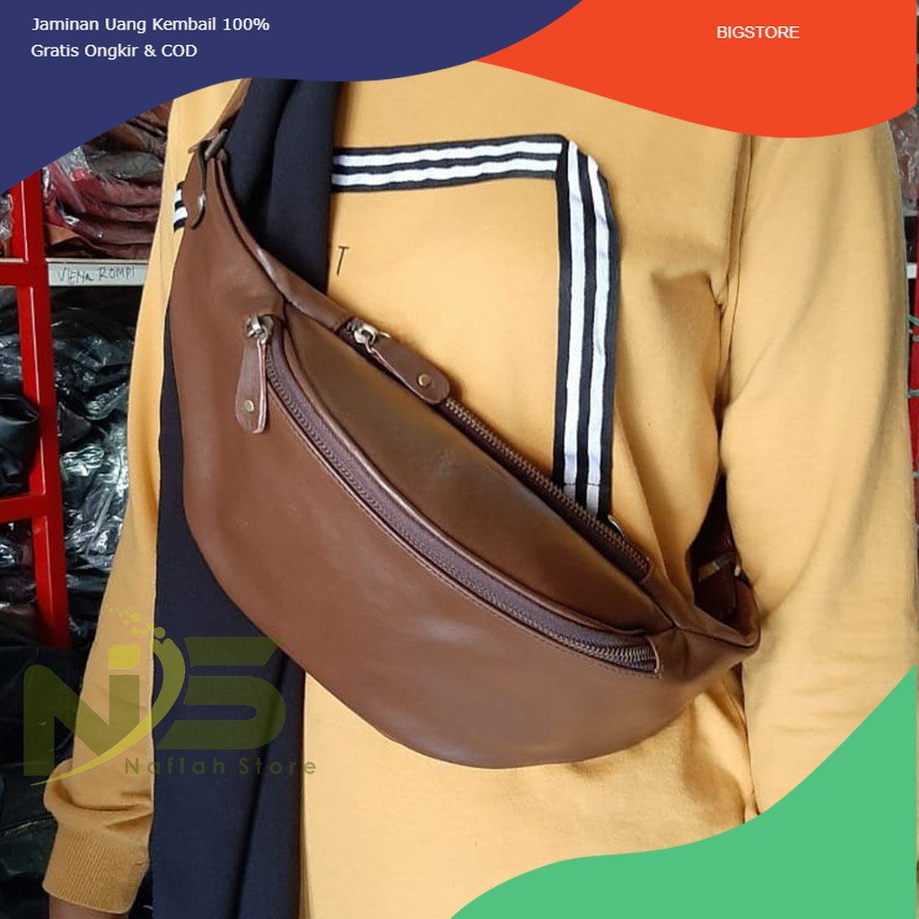 Tas Pinggang Kulit Wanita Asli Warna Hitam Black Asli Garut