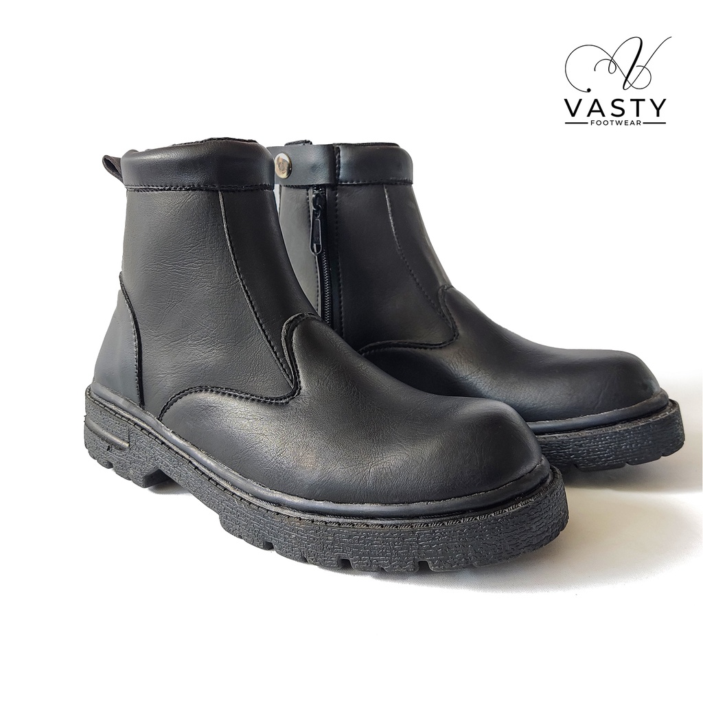 SEPATU SAFETY WANITA TINGGI / UJUNG BESI PDL PDH TNI POLRI PROYEK LAPANGAN INDUSTRI KERJA VASTY ST.29  TINGGI CW