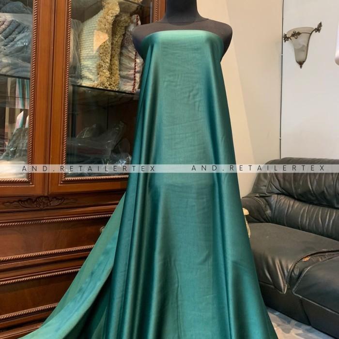 Bahan Kain Satin Maxmara Polos Pure Silk Original Warna Hijau Botol 015