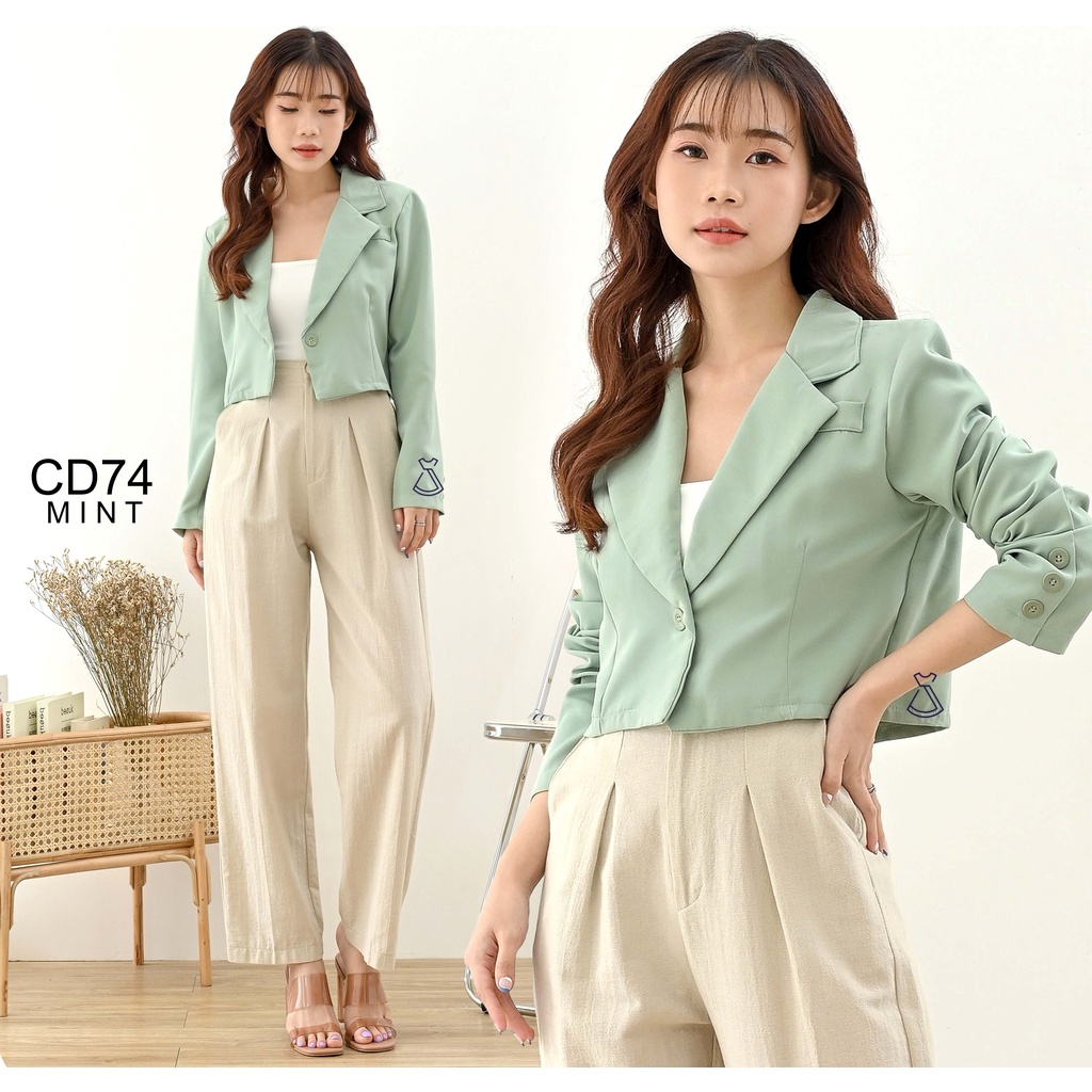 SEOLA - CD74 - Blazer Cropped Cotton Casual