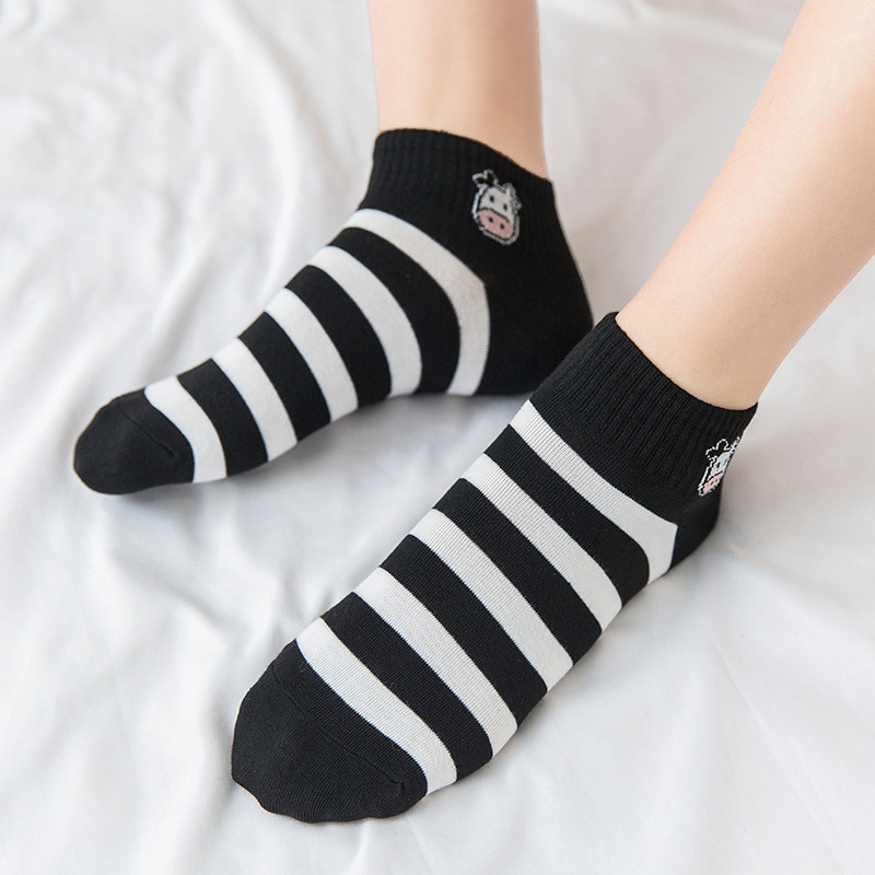Kaos Kaki Wanita &amp; Pria Motif Sapi Lucu Ankle Socks Dewasa Bahan Tebak Kaos Kaki Pendek