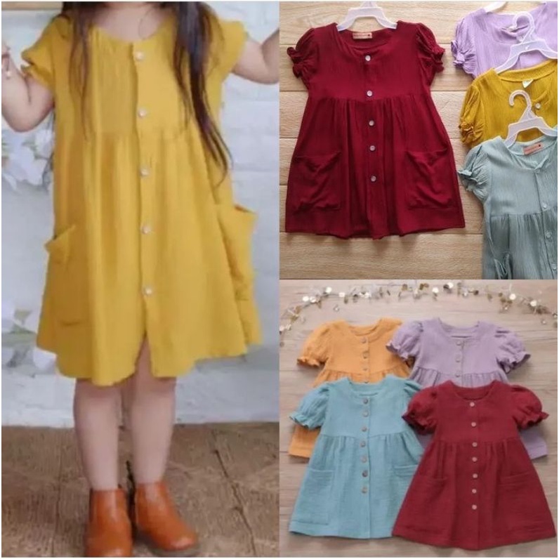 Dress Anak Bahan Crinkle / Dress Crinkle Anak / Daster Anak
