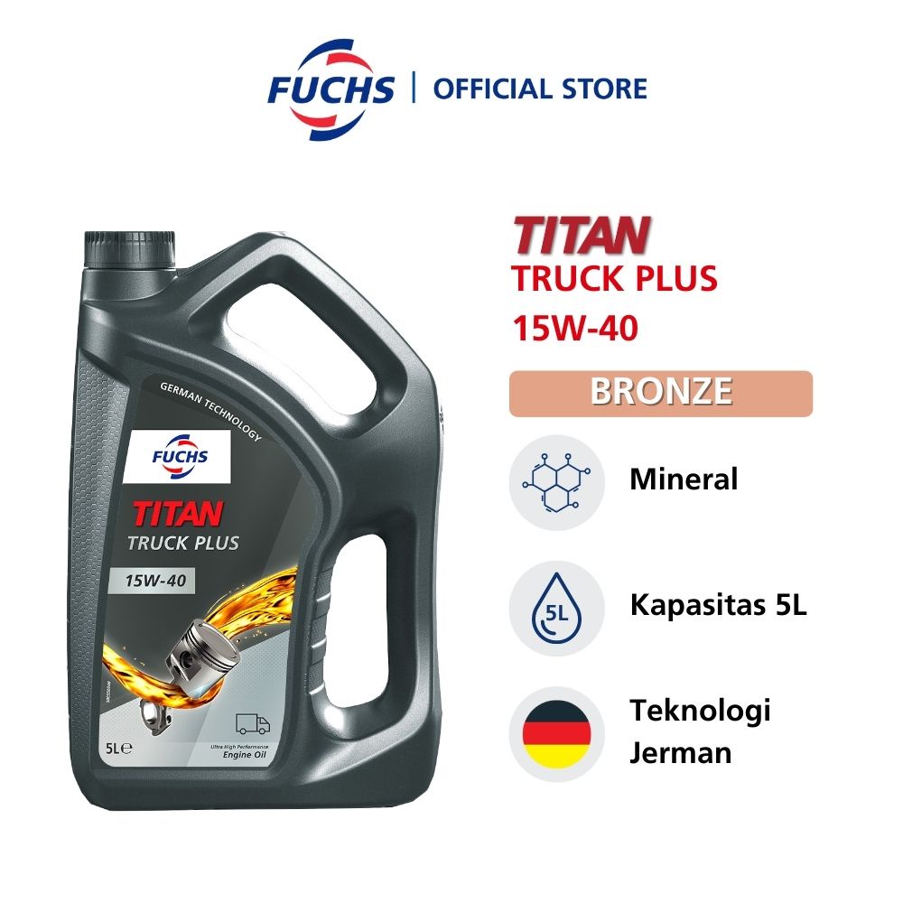 FUCHS TITAN Truck Plus 15W40 Mineral Engine Oil 5L Oli Truk - Bronze