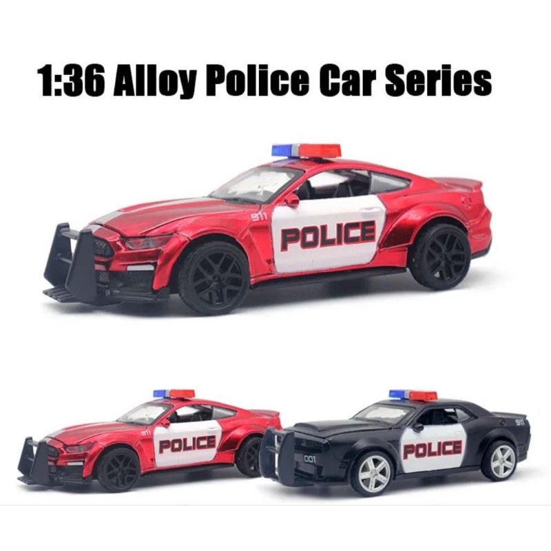 Diecast Mobil Police Miniatur Die-cast Mobil Mobilan Jeep Polisi Metal Alloy