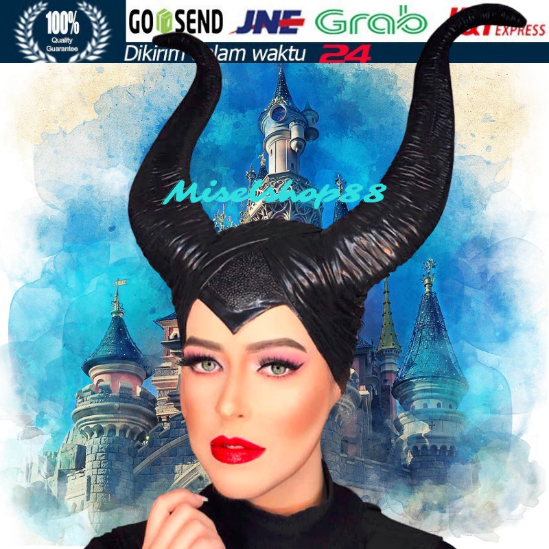 Topeng tanduk maleficent bahan latex halloween