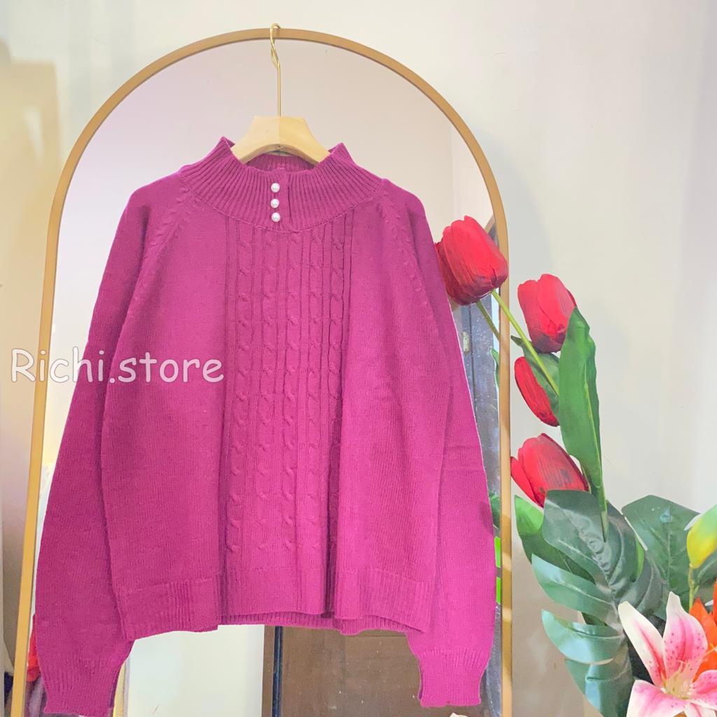 ZALINA BLOUSE RAJUT REGLAN TURTLENECK KANCING