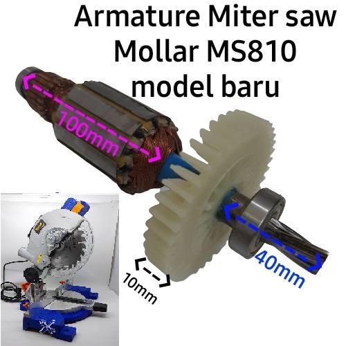 Mollar Armature Spare Part Original Mesin Miter Saw MLR-MS810L