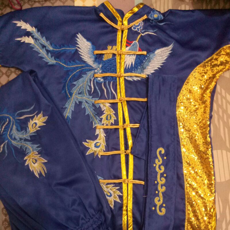 Preloved baju wushu chang quan anak warna biru second ukuran 2s