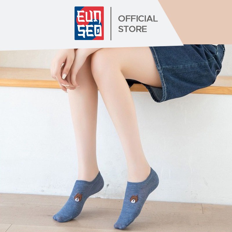 EUNSEO Kaos Kaki Wanita Bear Invisible Kaoskaki Fashion Korea Women Socks