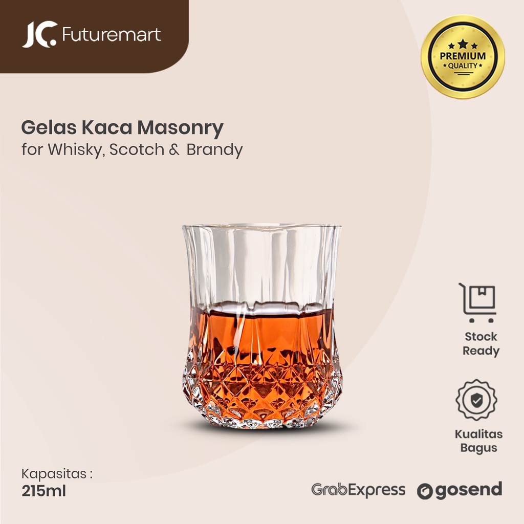 GELAS KACA TEH KOPI MINUMAN WHISKEY SCOTCH GLASS MASONRY 8707 - 215ML