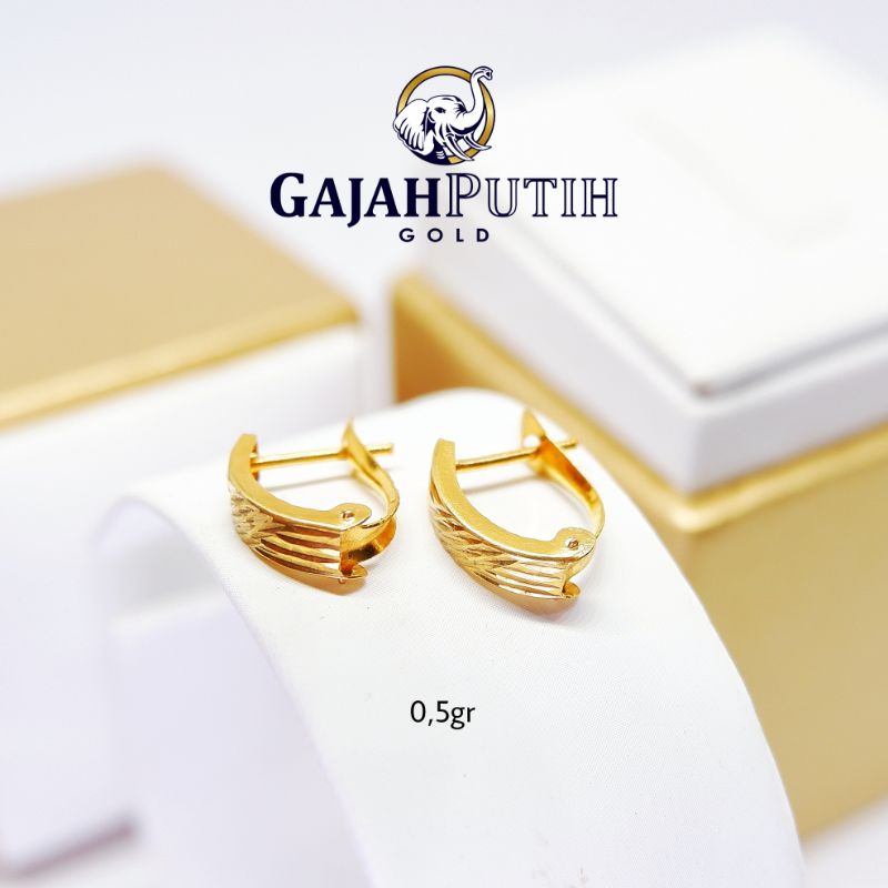 0,5gr Anting Model Klep Motif Emas Asli KodeO405