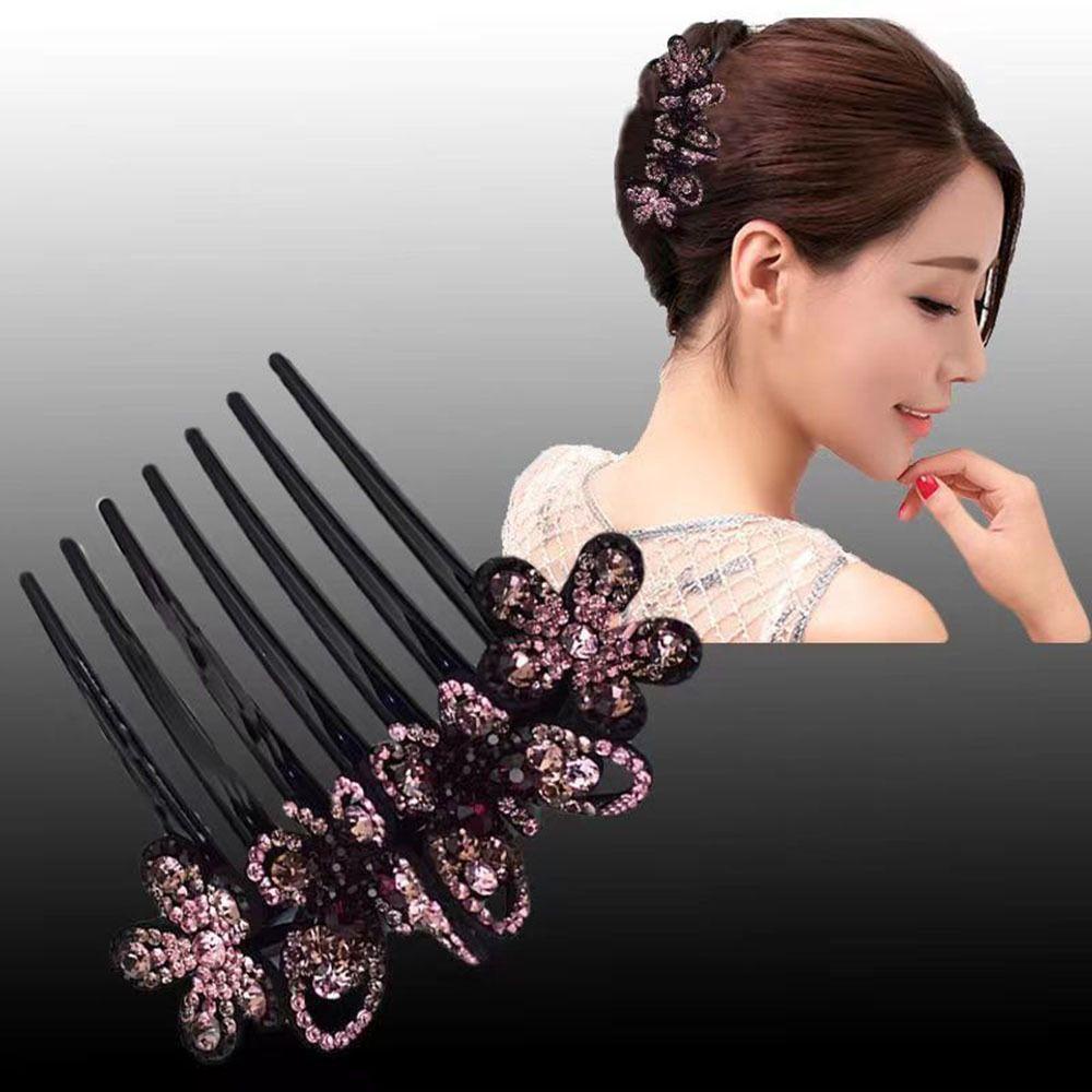 NEEDWAY Needway Sisir Rambut Kupu-Kupu Manis Hiasan Kepala Pengantin Bunga Aksesoris Rambut Pernikahan Hair Curler Diamond Untuk Wanita Gaya Korea Hair Clip