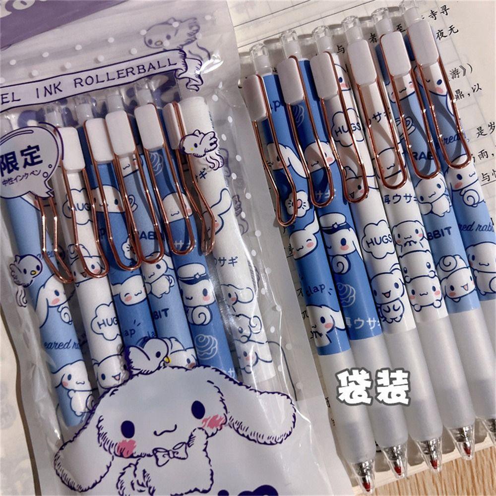 Lanfy Gel Pen Perlengkapan Sekolah Alat Tulis Kait Logam Tanda Tangan Pena Anjing Berteling Besar Cinnamoroll Pena Netral