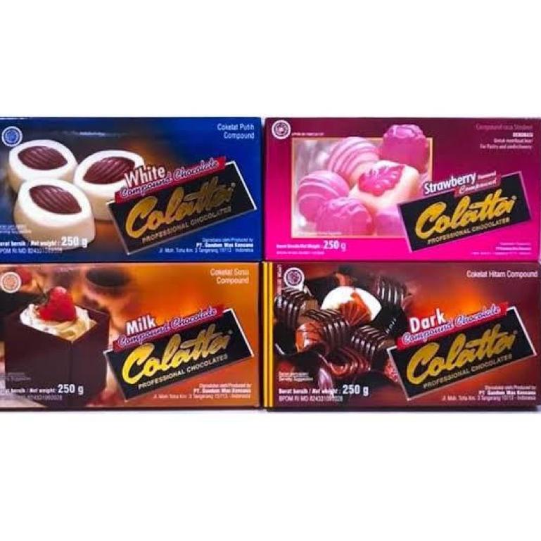 

Hot Sale Coklat Batangan Compound Collata Dark, White, Milk, Strawberry Chocolate 250gr Belanja Sekarang