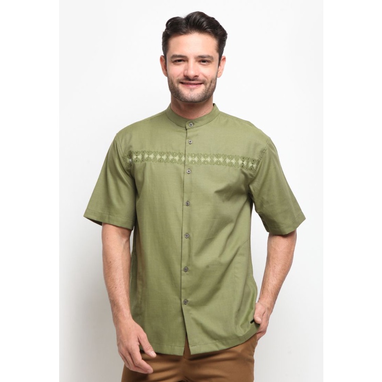 AMK Baju Koko Lengan Pendek KK Mustafa S/s Olive