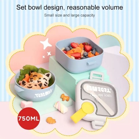 TOKO21--NEW!! KOTAK MAKAN FRIENDLY DINNERWARE LUNCHBOX  KODE 6773 SET FOR KIDS 750ML