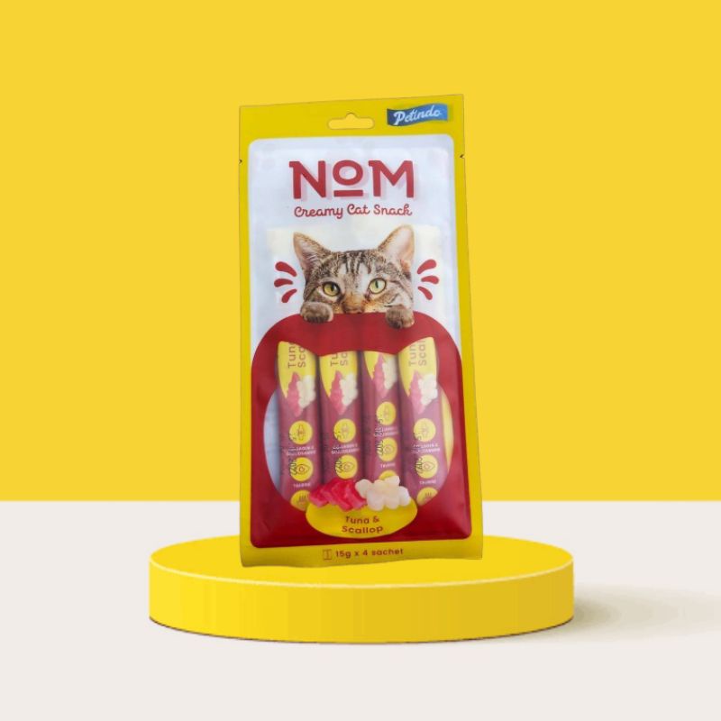 Nom Cat 15g x 4pcs Cemilan Makanan Basah Kucing Adult Kitten