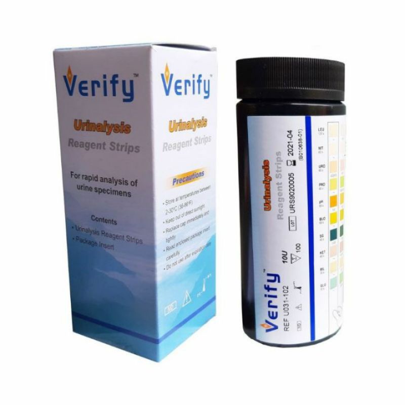 Tes Urine Verify / Urinalysis Reagent Strip / Strip Test Urine / Verify Urine 10 Parameter 100strip