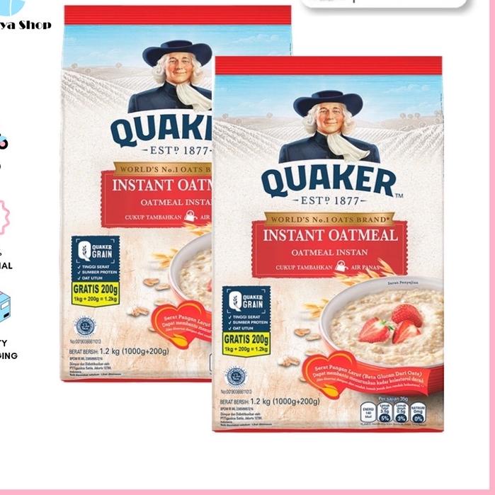 

✹ Quaker Instant Oatmeal 1200gr Merah 1.2 kg Exp 2024 ✭
