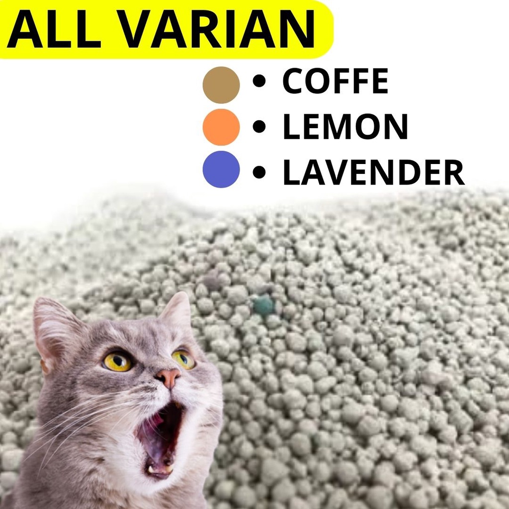 Pasir Kucing Gumpal Wangi Lavender Lemon Cofee Granule Cat Litter Anti Debu Aneka Aroma All Varian FEFARM