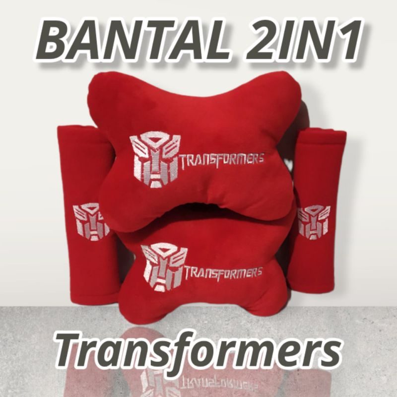 Bantal Set Mobil 2in1 Karakter Transformers Red Bantal Mobil Set 2in1 Karakter Red Transformers Headrest Car Set 2in1 Transformers Red