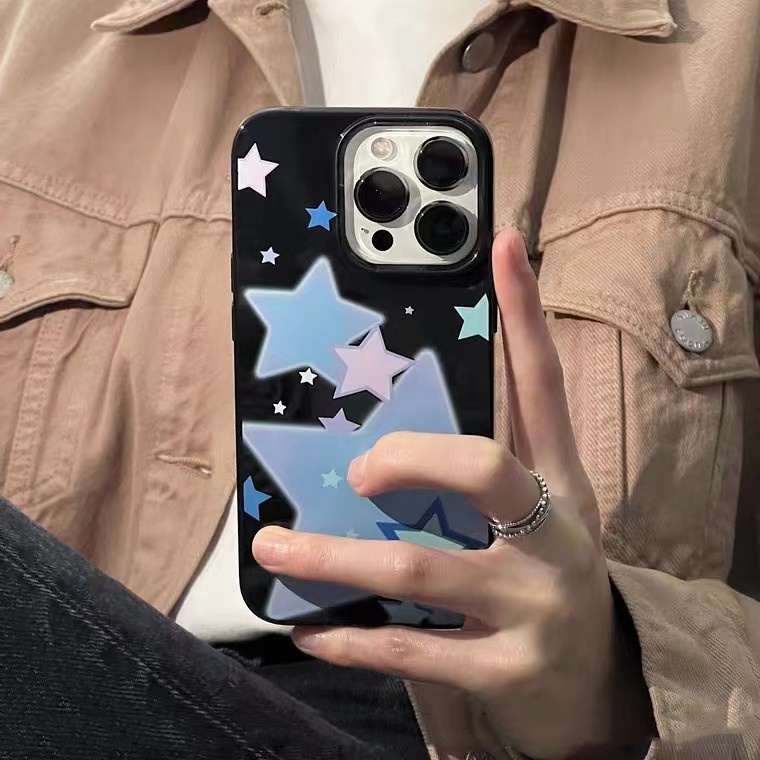 IPHONE Ins Pola Bintang Cocok Untuk Iphone14 14pro 14plus 13 13mini 13pro 13prm iPhone12 7Plus 8Plus Xr XS 13 12mini Pro Max TPU Empat Sudut Casing Ponsel Tahan Guncangan