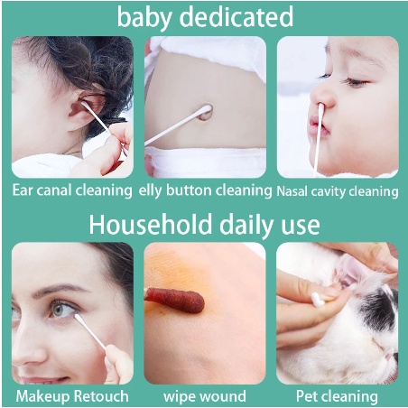 Baby Cotton Buds Extra Fine 200 pcs Korek Kuping Bayi Cotton Swab Small Tip