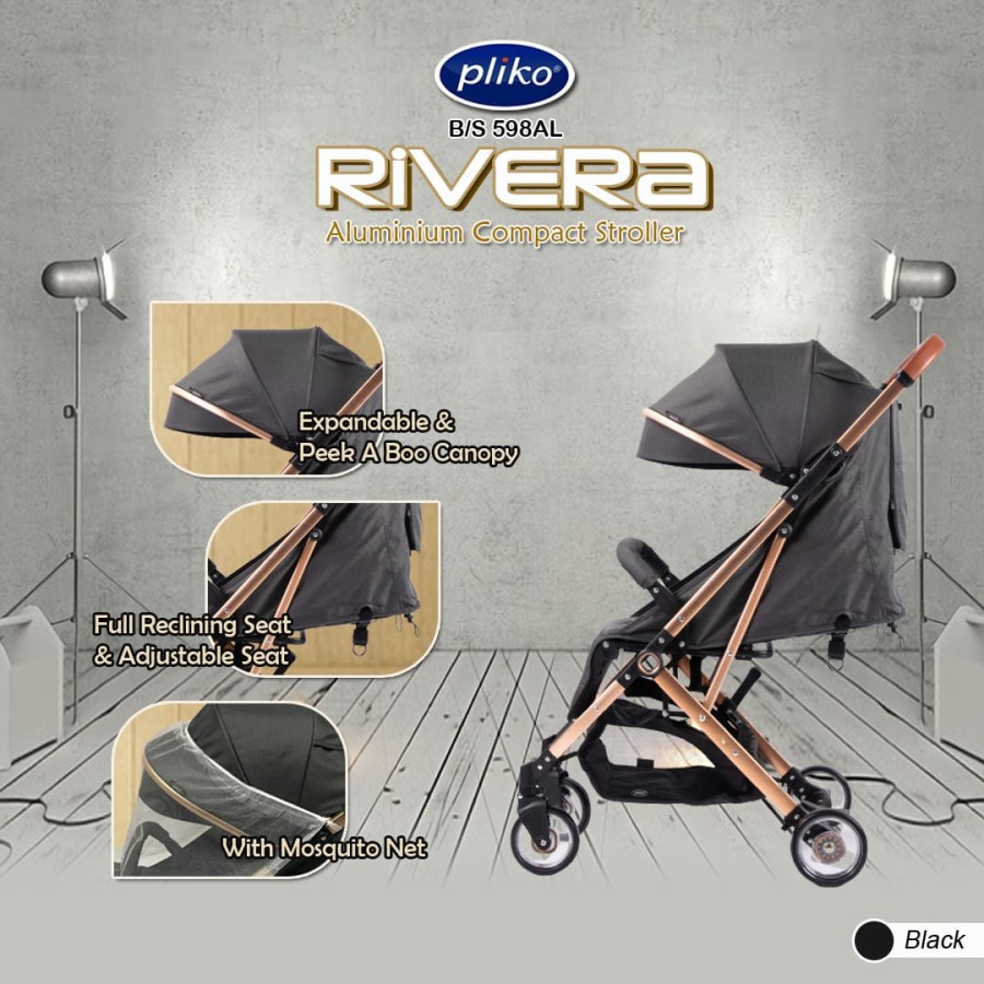 Stroller Pliko Rivera Gold Cabin size bisa dorong kaya koper