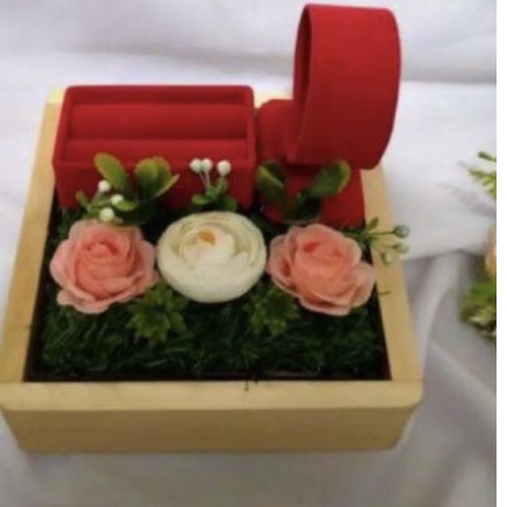 ➹ seserahan tempat cincin dan gelang hantaran kayu rustic dengan tutup mika ➪