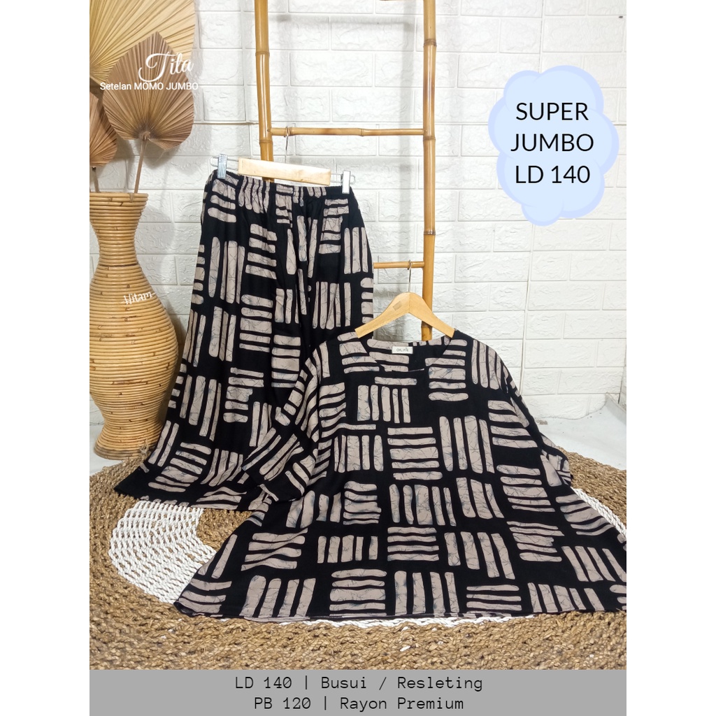 LD 140 One Set Rayon SUPER JUMBO Setelan Rayon Premium Baju Harian Wanita | Momo Oriani