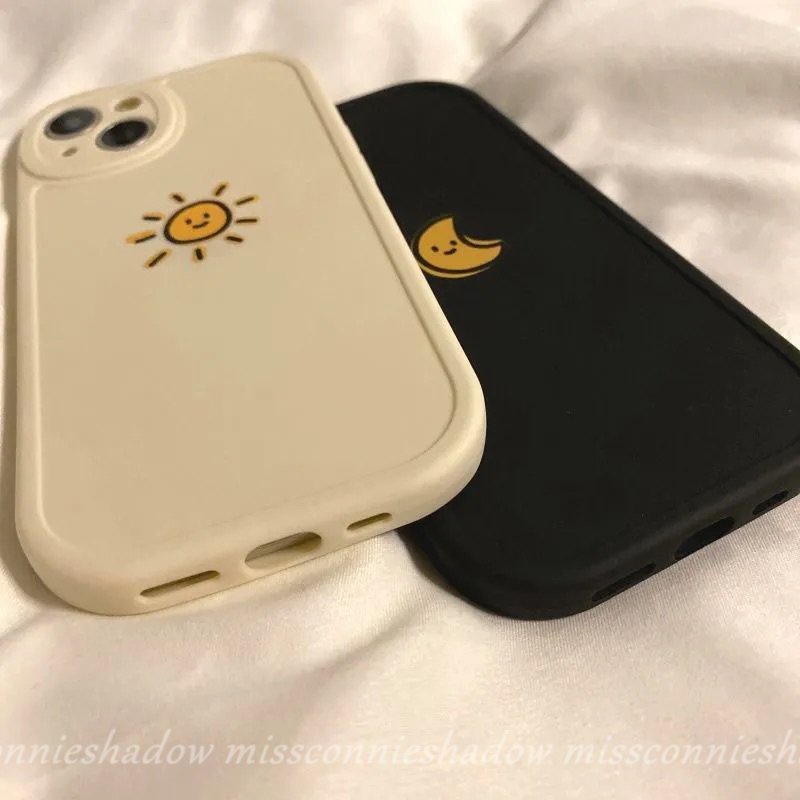 Couple Sun Moon Case Realme C53 C25 C21Y C31 C12 C25s C21 C3 C20 C15 5i 5S 6i C35 C30 GT Master Edition 8i 8 8pro C11 2021 6s 7i C17 7 6 C21Y C25Y C20A Simple Warna Solid Sarung