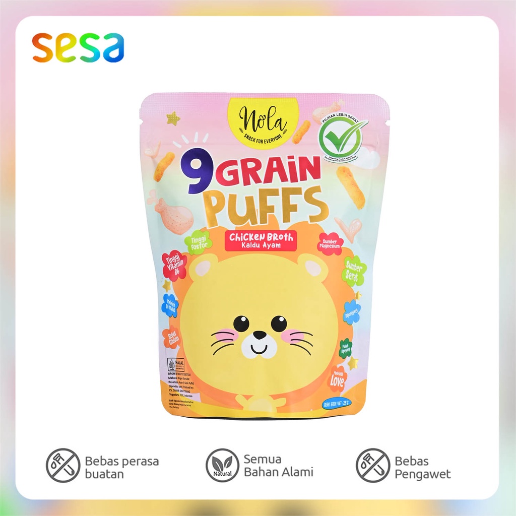 Nola - 9 Grain Puffs Chicken Broth 25 g Gluten Free | Snack Anak