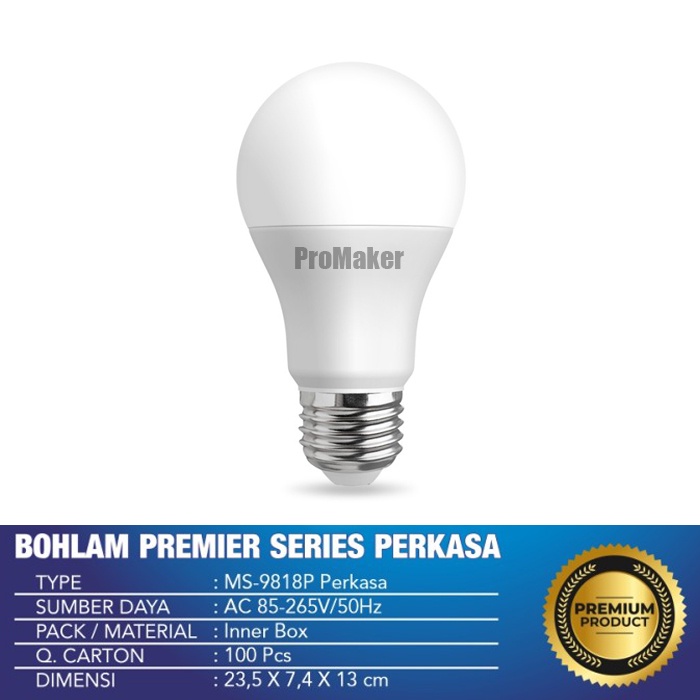 Mitsuyama MS-9818P Lampu Led Bulb 18w Premier Series Perkasa Multipack Kemasan Isi 4 Pcs Original