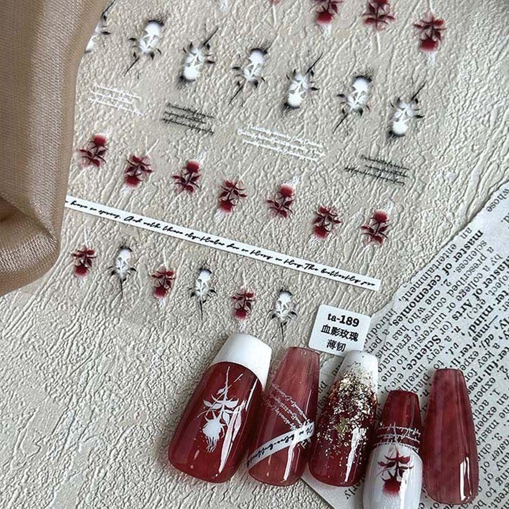 Mxbeauty Stiker Kuku Mawar Wanita Fashion Manicure Aksesoris Perekat Diri Bronzing Nail Stickers