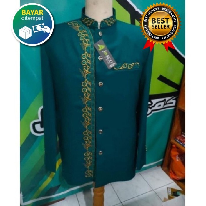 Jasko Jas Koko Pria Motif Bordir Warna Hijau Botol