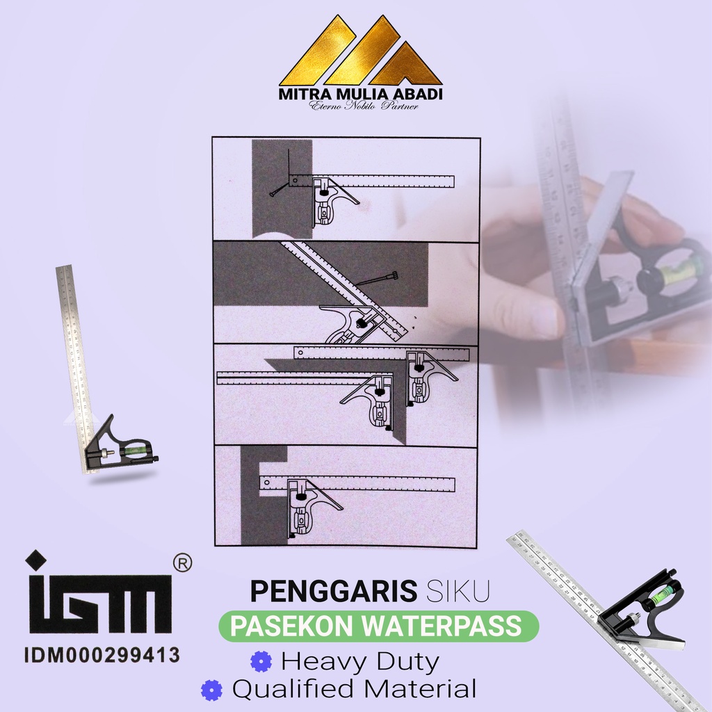 PASEKON waterpass Penggaris Sudut 30cm Pengukur Rata stainless Steel