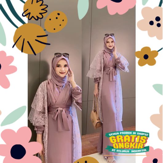 Rayya Dress Silk Premium Outer Brukat Tulle Gamis Terbaru 2022 / Dress Muslim Kondangan Ada Size S M