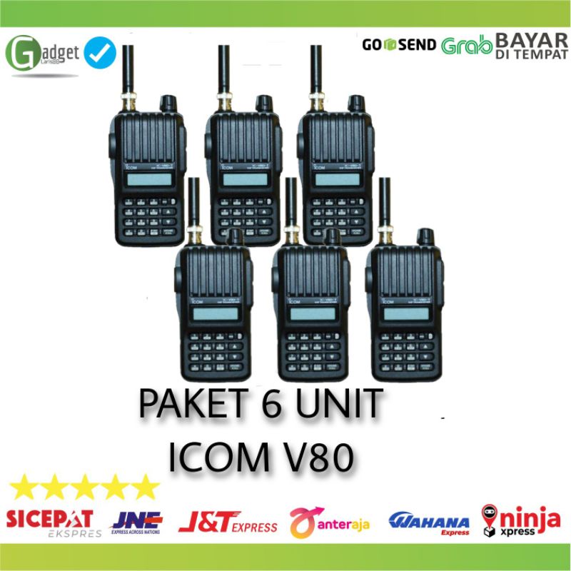 Paket 6 Unit Radio HT Icom V80 IC-80 VHF Lithium Handy Talky