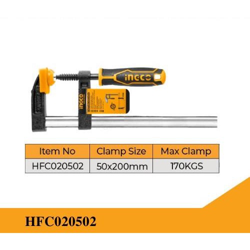 Ingco Klem F Penjepit Kayu Kaca Hfc020502 50X200Mm F Clamp Kualitas Terbaik