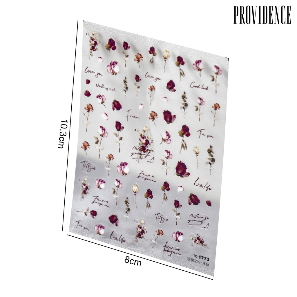 Providence Nail Patch Tidak Luntur Self-adhesive Pasta Mudah DIY Efek 5D Gaya Jepang Lucu Nail Art Rose Stiker Perlengkapan Kuku