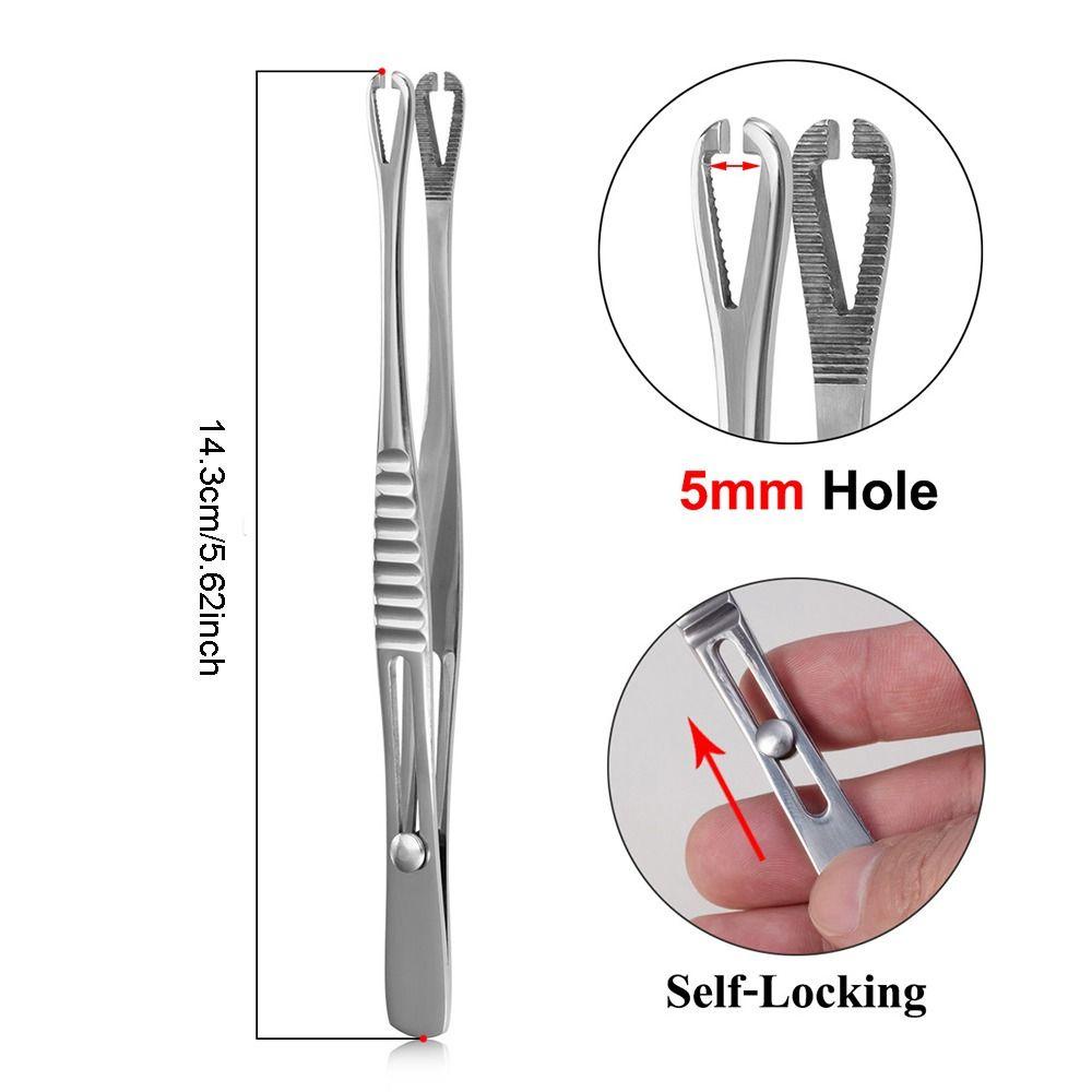 Mxbeauty Penjepit Tindik Stainless Steel Untuk Stud Pusar Untuk Hidung Stud Tindik Tubuh Terbuka Bulat Forceps Alat Tusukan Jarum Pinset Terbuka Segitiga Forceps