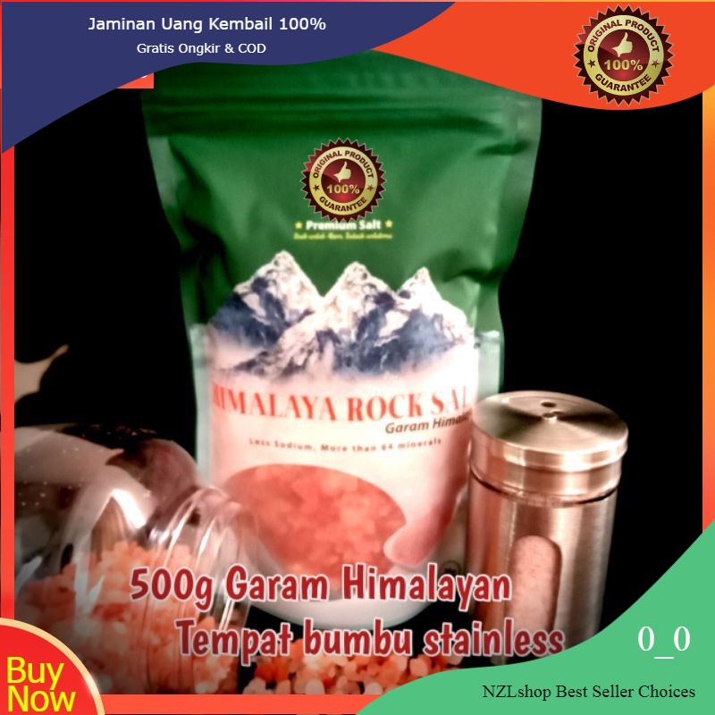 

Garam Himalaya Premium Original Himsalt 500g + Tempat Garem Bonus 100g