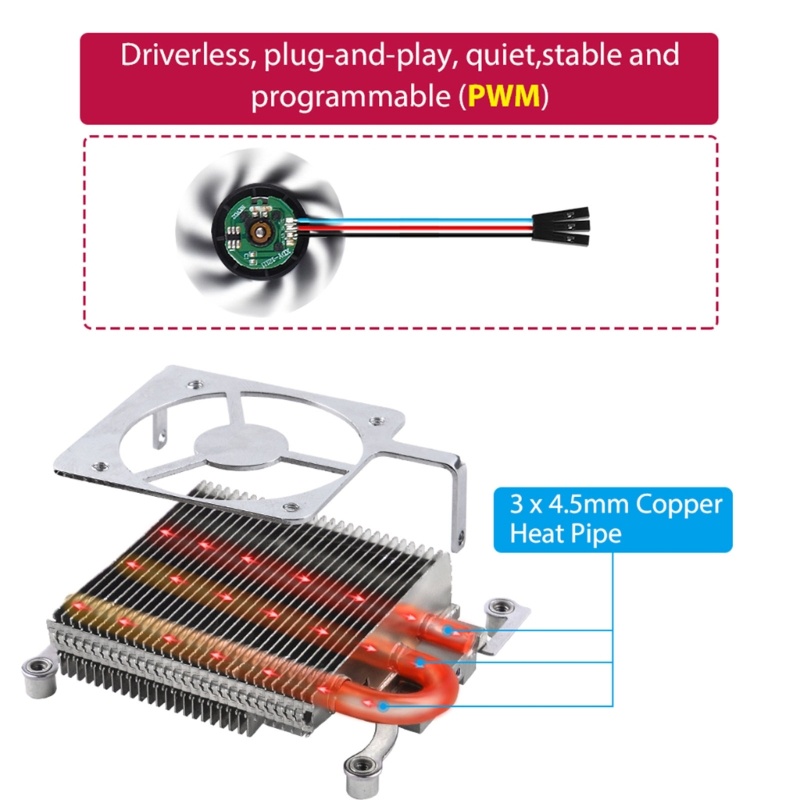 Bt Ice Tower Cooler PWM Kipas Pendingin CPU Heatsink Pipa Tembaga Untuk Raspberry Pi 4B