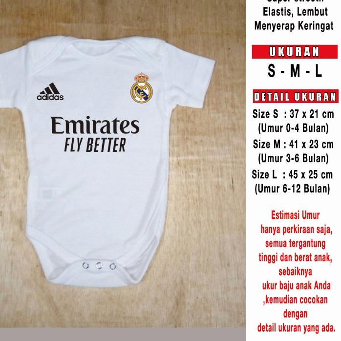 ☆ Jumper Bayi Real Madrid EMIRATES FLY BETTER Baju Bayi Romper Bayi Kaos Bayi Kado Bayi SML ❅