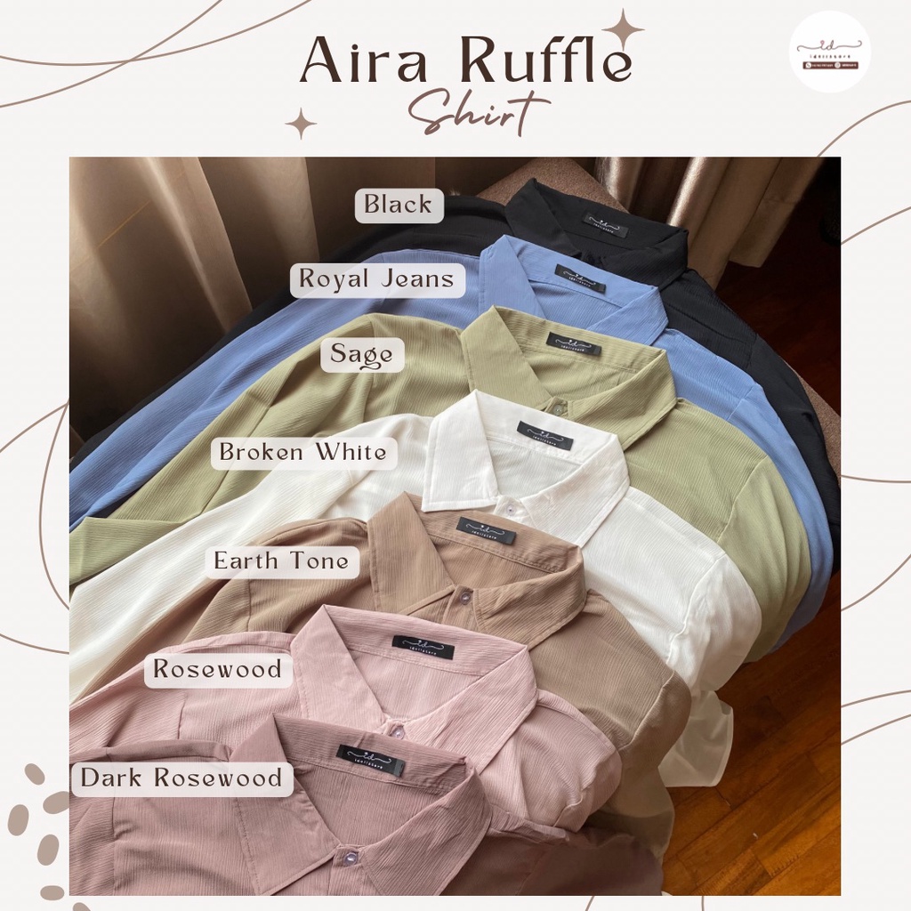 [BUY 1 GET 1] 11-15 November 2023 - Idellstore - Aira Ruffle Shirt Kemeja Korea Berserat Premium Ruffle Tali Lengan Korean Looks Kemeja Kantor Lucu