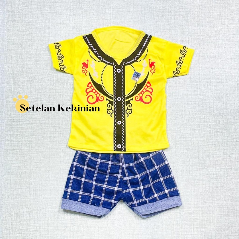 [GRATIS PECI] Set Anak Laki Laki 0-12bulan Kokoh Sabit Baju Idul Fitri Lebaran Murah Baju Oblong Celana Pendek Murah Set Baby Boy Setelan Bayi Cowok Bergambar