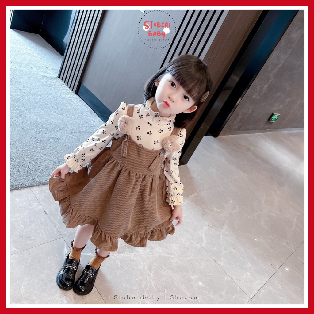 PUNCAK 3.3 stoberibaby - DRESS BEAR COURDORAY SHN EBV Baju Dress Anak Perempuan Import Dress Bayi Cewek 0-5 Tahun Gaun Bayi