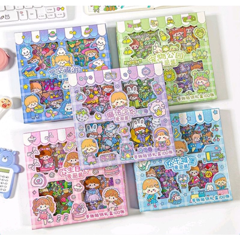 [ Grosir 100 Pcs ] STIKER MOMO LABUBU  LUCU / STIKER LABUBU VIRAL / ISI 100 LEMBAR / BOX