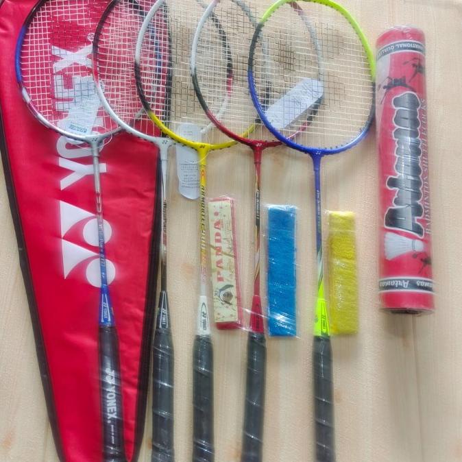 Raket Badminton Yonex Aluminium T Satuan+Grip+Kok+Tas