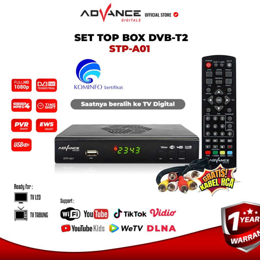 Set Top Box Advance TV Digital Original STP A01 STP-A01 DVB T2 TV Tabung Terbaru STB Advance A01 STB